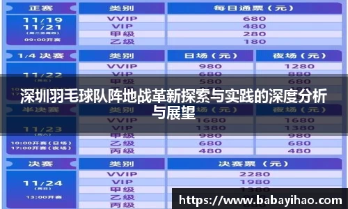 深圳羽毛球队阵地战革新探索与实践的深度分析与展望